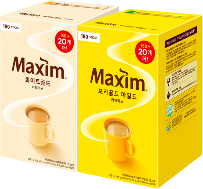 맥심 커피믹스 모카골드180T+화이트골드180T