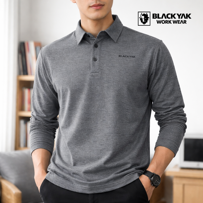 [당일배송] 블랙야크 H-셀틱 탄탄한 긴팔 카라티 봄용 비침걱정없는 일상복 그레이