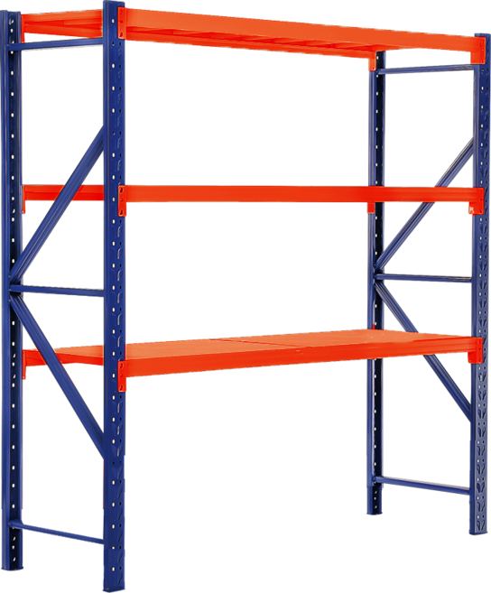 와우랙 철제선반 조립식 경량랙 창고 메탈 앵글 2m x 60cm x 2m 200kg, 3단, 오렌지/블루