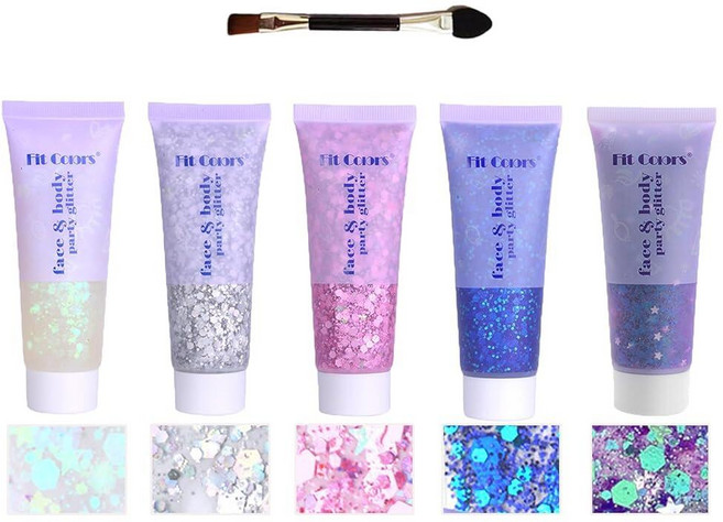 Face Body Glitter Gel: 250ml Chunky Sequins Hair Gel for Singer Concerts Disco Festival Rave Acces, Face Body Glitter Gel: 250ml C