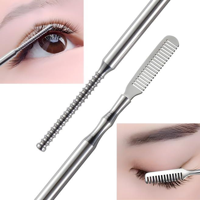 웨젼 속눈썹 빗 듀얼 브러쉬 마스카라 연장, 1개, 실버
