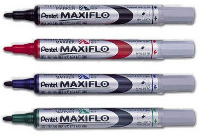 【文具通】Pentel 飛龍 MAXIFLO MWL5S 細字 後壓式 白板筆, 1個, 綠色 A1210078