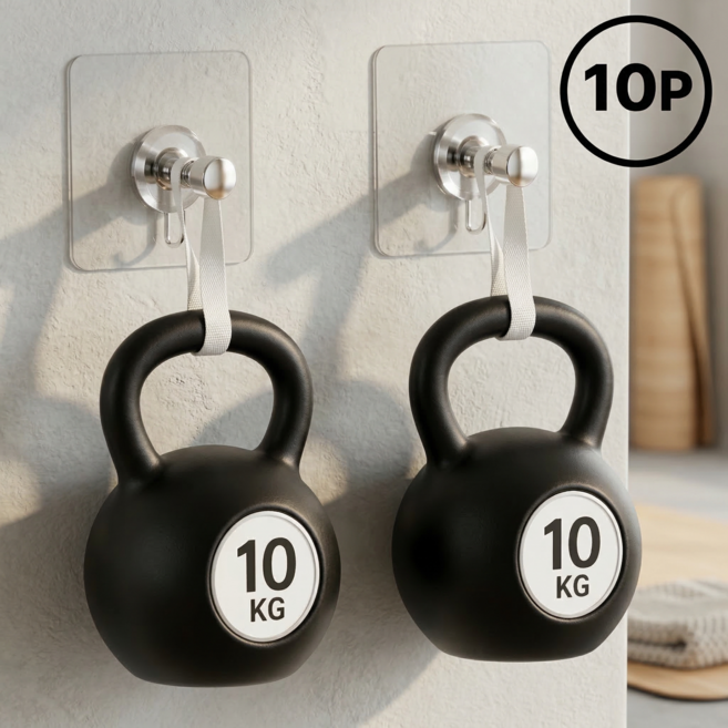 씨티엔 무타공 후크 심플 접착, 투명, 10개