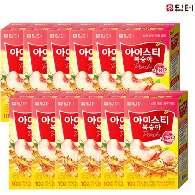 증정 지노앤코 담터 제로슈가 아이스티 10T 복숭아맛 홍차 분말 스틱 무설탕 무배, 13g, 10개입, 12개