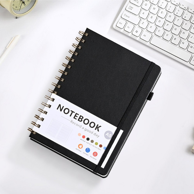 캘리스터 고급 가죽커버 스프링 만년다이어리 노트 A5 7가지 색상, 블랙