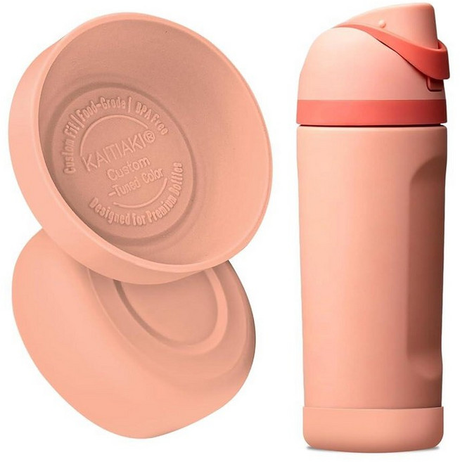 Kaitiaki 2Pcs Silicone Bottle Boot for Owala Kids Water Bottles Compatible with FreeSip 16oz 12oz, 피치 오브 마인드