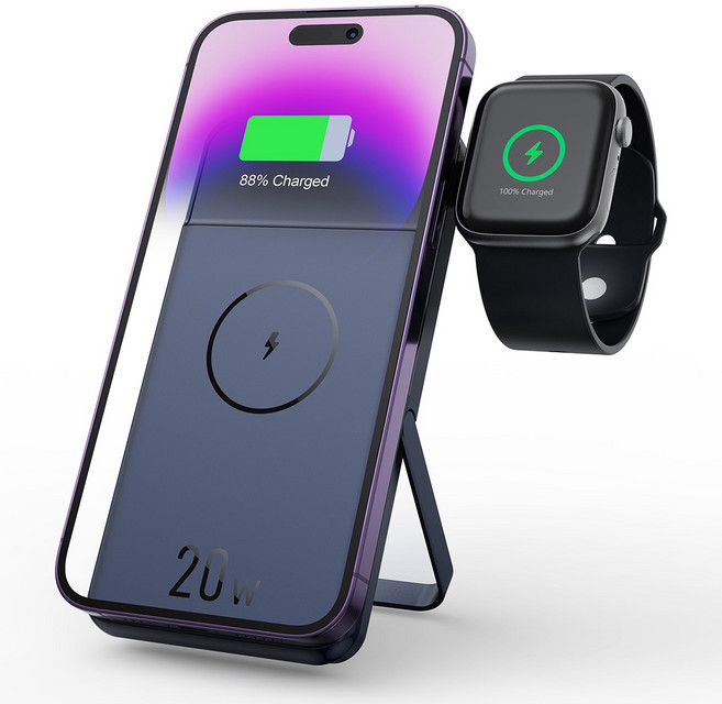 아이플로우 아이폰 맥세이프 마그네틱 애플워치 보조배터리 10000mAh, 네이비