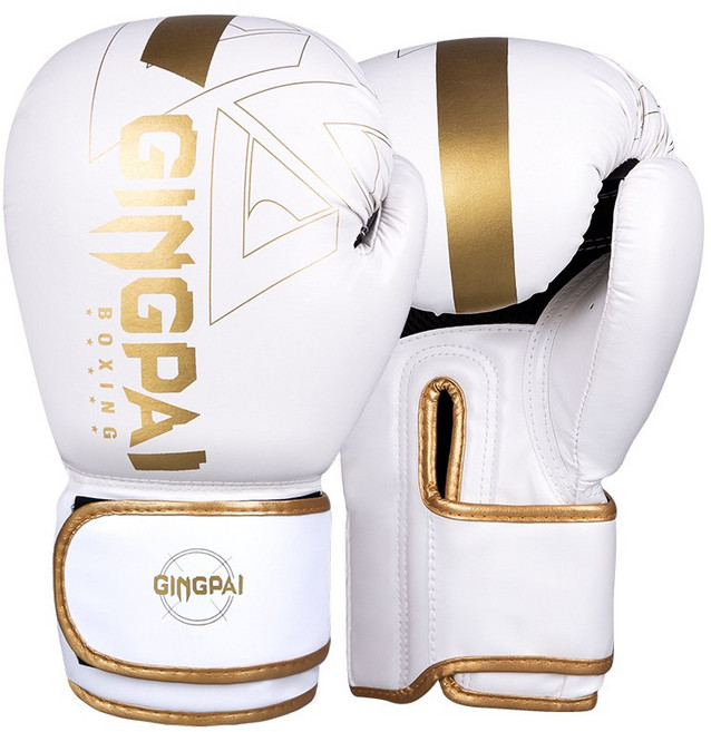 GINGPAI 권투 글러브 타이 트레이닝 글러브 격투 무술 장갑 GXBQT, 1세트, 화이트&골드