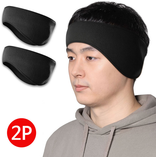 살림공작소 스포츠 방한귀마개 밴드형 1+1 헤어밴드 스키 러닝 축구 낚시 라이딩 귀보온, 1세트, 블랙1+블랙1