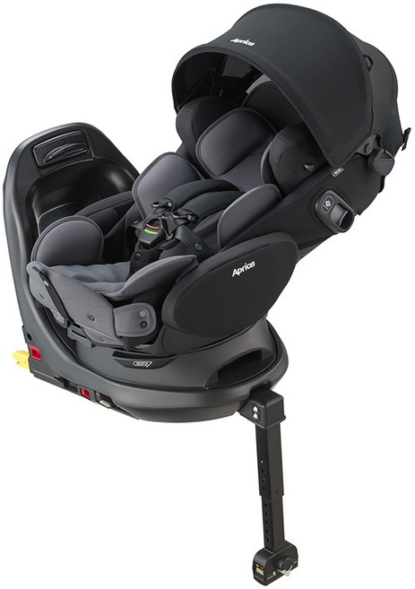 Aprica Fladea Grow EVER ISOFIX 汽車安全座椅 360度旋轉平躺設計, 爵士黑