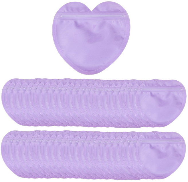 미니 하트 지퍼백 악세사리 포장 봉투, 50개, 퍼플