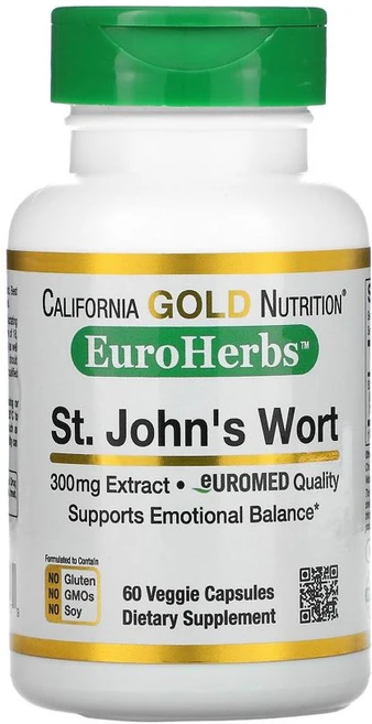캘리포니아 골드 세인트존스워트 추출물 EuroHerbs EuroMed 300mg 베지 캡슐 60정 하이퍼리신 하이퍼포린, 1개 - 쿠팡