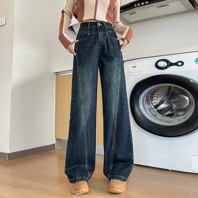 SAHINER 여성 와이드 데님 팬츠 일자 슬랙스 청바지 BNZ04