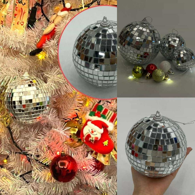 고리 걸이끈 크리스마스 미러볼 12cm 소형미러볼 크리스마스트리장식 파티볼 실내장식