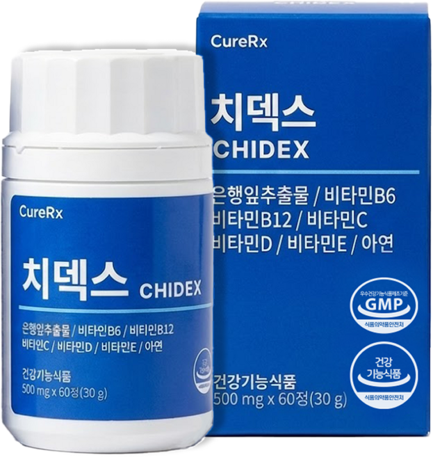 큐어알엑스 치덱스 건강기능식품 징코 헤스페리딘 유산균 혈행개선 영양제 은행잎 추출물, 1개, 60정