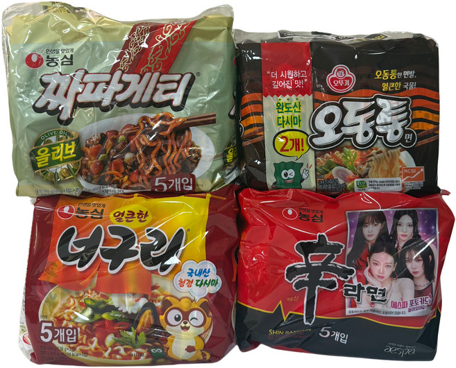 (장우)봉지라면!! 신라면5입+얼큰너구리5입+짜파게티5입+오동통5입, 40개