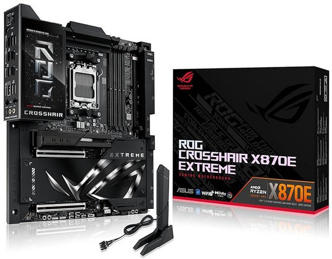 에이수스 ASUS ROG Crosshair X870E 익스트림 AMD AM5 E-ATX 게이밍 마더보드 20+2+2 파워 스테이지 DDR5 PC, X870E Extreme|M.2x5|WiFi7|5”LC, Crosshair|E-ATX