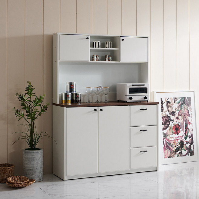 파로마 신시아 1200 서랍 주방수납장 상부장 세트, 색상:단일색상