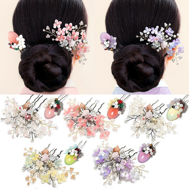 메리골드 한복 뒤꽂이 단품 or 세트 한복비녀 혼주 웨딩헤어 올림머리 머리장식