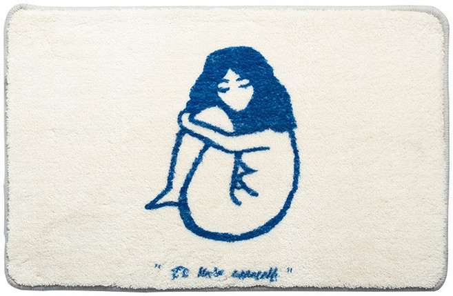蝦米良品 文創設計吸水地墊 浴室廁所腳墊, 1個, Lonely Woman,40 X 60