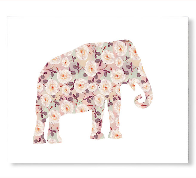 세잔느화실 [캔버스액자]풍수액자-24.모란꽃장식 코끼리
