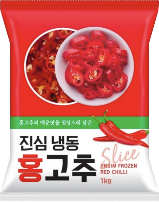 진심 간편야채 냉동 홍고추 슬라이스 1박스 개별포장, 10개, 1kg