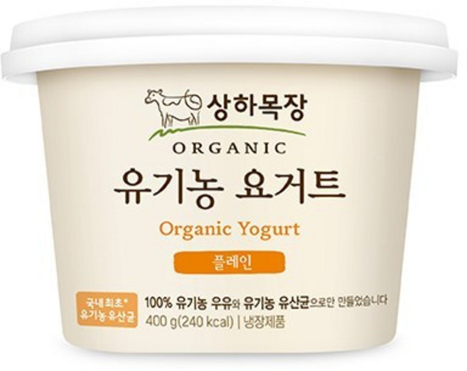 상하 유기농요구르트 플레인 400G, 2개