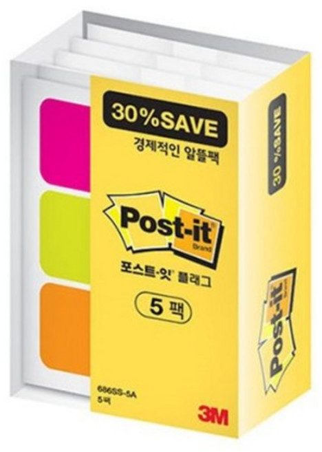 [3M] 포스트잇 플래그 686SS-5A 알뜰팩 38x18mm 180장 파일바인더용