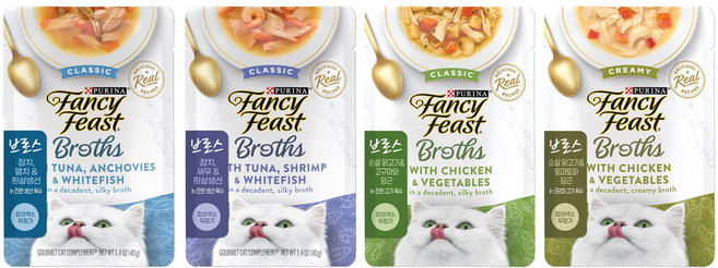 퓨리나 팬시피스트 브로스 고양이 스프 간식 파우치, 콤보(4종 4개씩), 16개