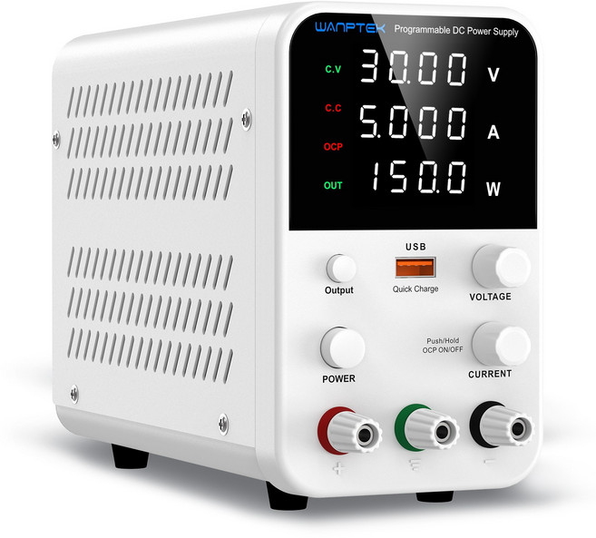 WANPTEK WPS305B 0-30V/0-5A 실험실 조정 가능 전원 공급 장치 인코더 조정 및 출력 버튼이 있는 DC 전원 공급 장치, 1개