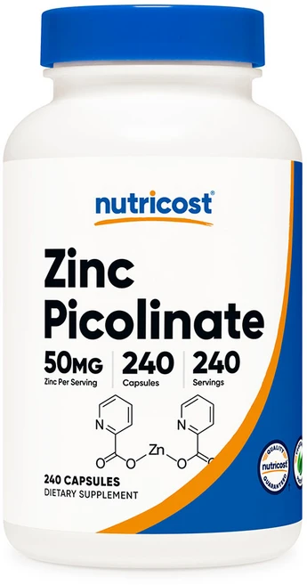 뉴트리코스트 아연 피콜리네이트 50mg 캡슐 240캡슐 1서빙 50mg 240회분 Zinc Picolinate Capsules [50 MG] [240 CAPS], 240정, 1개 - 쿠팡