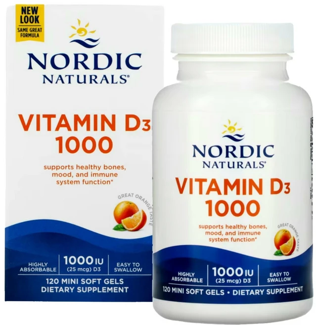 노르딕 내추럴스 비타민 D3 1000IU 120 미니소프트젤 오렌지맛, 1개, 120정 - 쿠팡