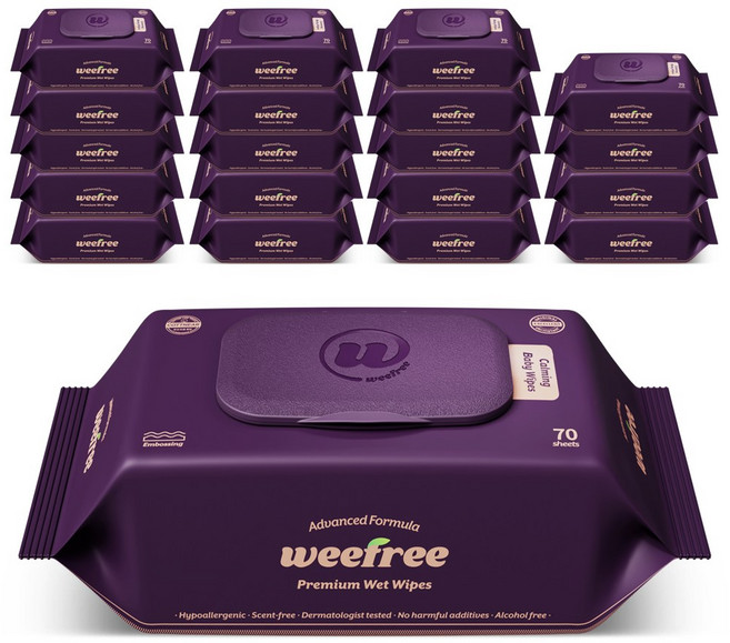 위프리 카밍 퍼플 엠보싱 아기물티슈, 20개, 70매, 75g