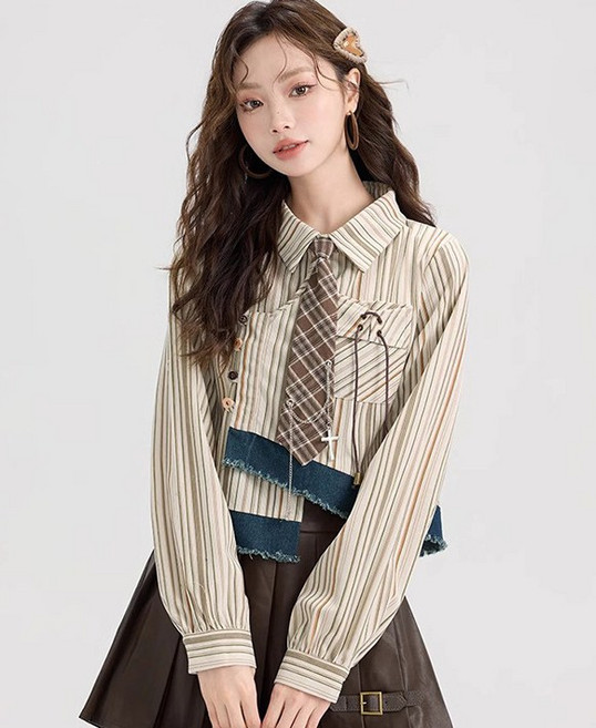 Cwadun 여성용 미국식 복고풍 셔츠