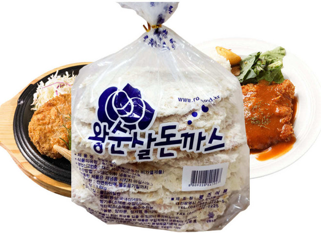 옛날돈까스 얇은 왕순살 돈가스 1.8kg 커틀렛 등심 돼지고기 아이간식 어린이집 분식집 식당, 1개