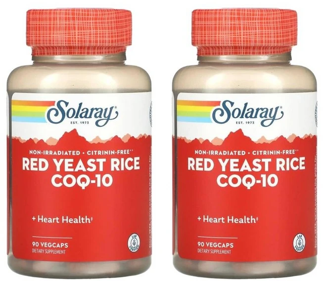 Solaray 레드 이스트 라이스 홍국 코큐텐 90캡슐 x2팩, 90정 - 쿠팡