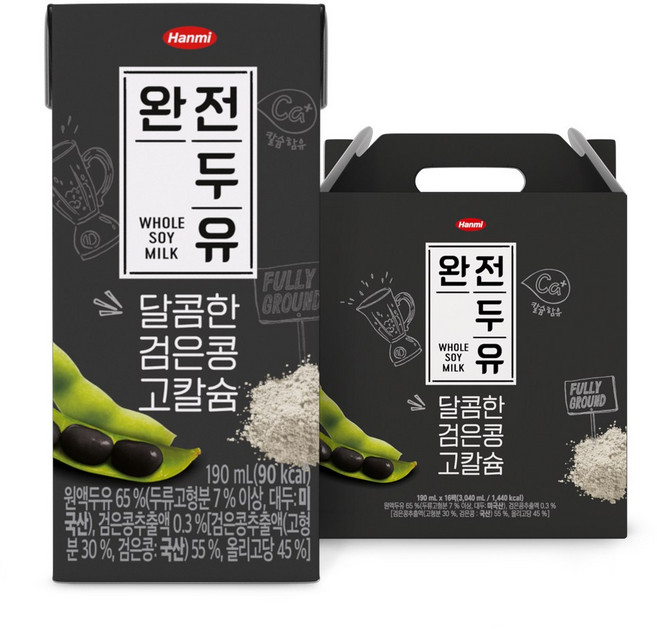 한미 완전두유 달콤한 검은콩 고칼슘, 190ml, 16개