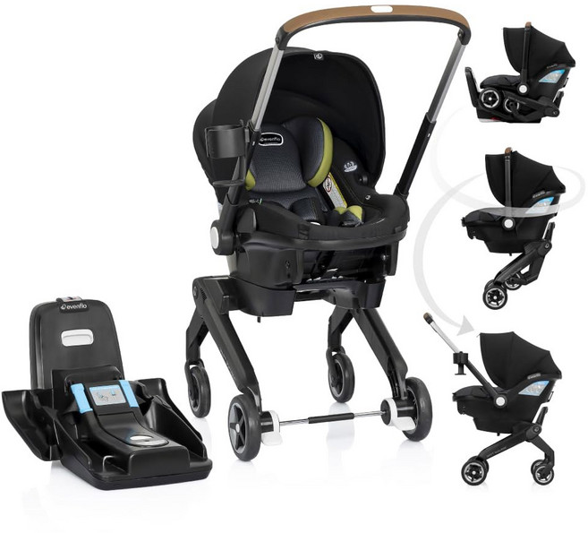 이븐플로 샤프트 듀얼라이드 프리미 및 유아용 카시트 유모차 콤보 3-30파운드(캐리올 스토리지 포함) (더럼 그린), 이븐플로 샤프트 듀얼라이드 프리미 및 유아용 카시트 유