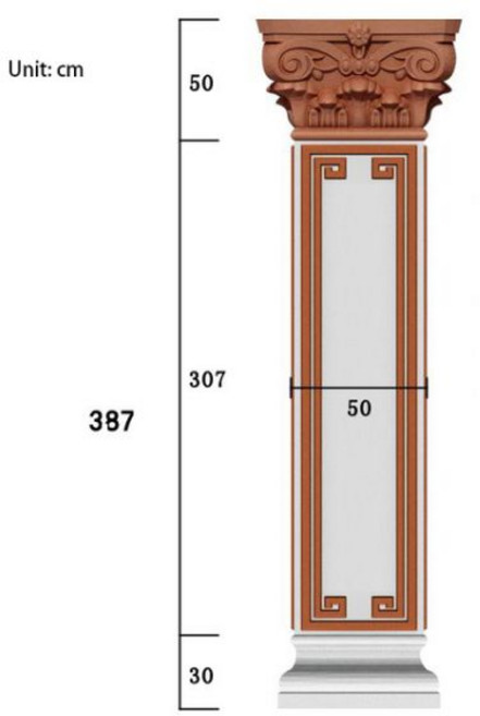 로마 기둥 몰드 중국 사각형 기둥 빌라 문짝 시멘트 로비 마당 모양 건물 템플릿, D50H387, 1개