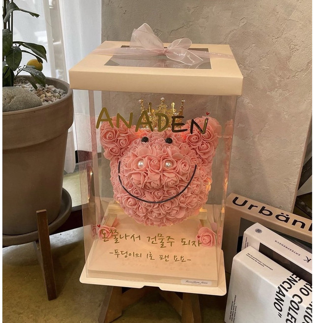 개업선물 강추! 돼지화환 개업화환 시들지않는꽃 특이한개업선물 개성있는 개업선물 복돼지 행운을불러오는선물 개업화분 개업축하, 화이트, 살구핑크, 추가안함