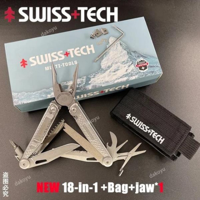 SwissTech 접이식 멀티툴 플라이어 다기능 조합 도구 가위 EDC 야외 장비 18 in 30/37, 1개