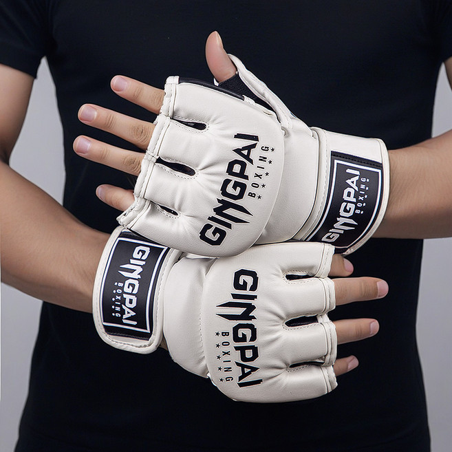GINGPAI 징파이 복싱글러브 UFC 오픈핑거 글러브 주짓수 MMA 종합 격투기 글러브 GDYWBZ, 1세트, 화이트