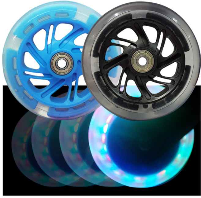 킥보드 발광 LED 불바퀴 120mm 베어링넘버 ABEC-7 608ZZ 인라인 우레탄 바퀴 휠 라이트 에스보드, 블랙, 1개