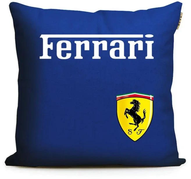 자동차 로고 베개 소파 장식용 홈 프린트 플러시 사각 쿠션 커버 페라리 SJ 스쿠데리아, 5. White7
