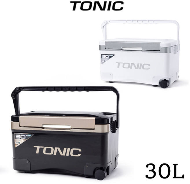 토닉 30L 아이스박스 바퀴형 쿨러 폴드식 일체형핸들 쭈갑 광어 한치 바퀴형 TI-N30, 블랙, 1개