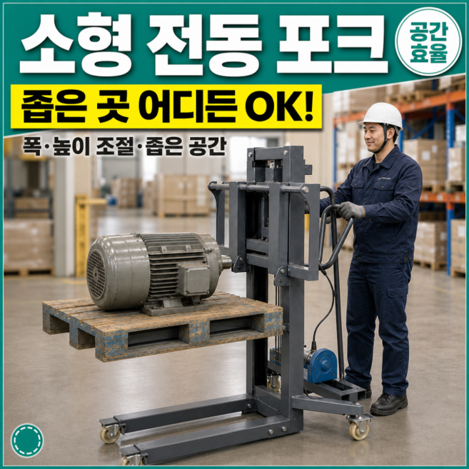 8위 - 라인산업 충전식 소형 전동 지게차 포크리프트 폭조절 높이조절 핸드스태커 리프팅 작업용 운반, 1개