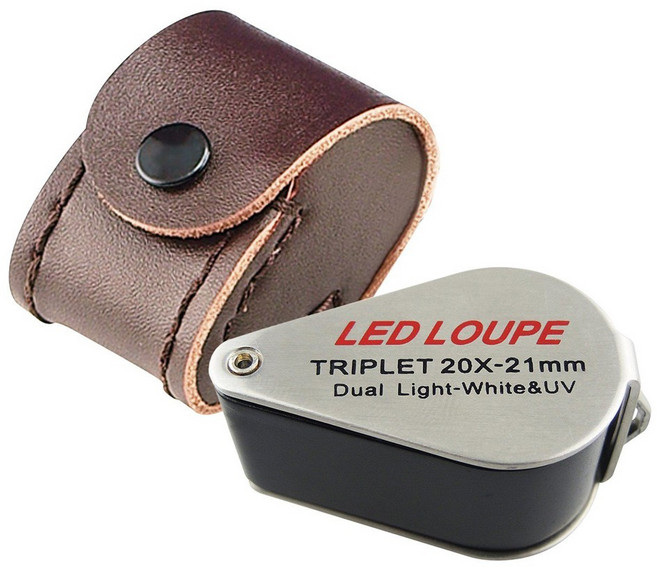 아로 듀얼 라이트 LED/UV 루페 확대경 10배 20배 30배 보석 쥬얼리 소형 확대경 정밀작업 시계수리 세공작업 식물 곤충 관찰 신문 책 작은글씨, 1개, 1개입