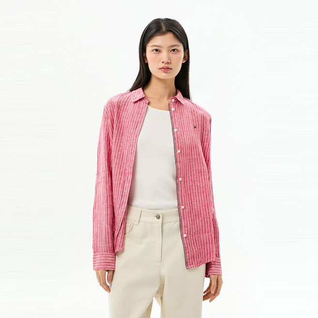 타미힐피거 린넨 버티컬 스트라이프 셔츠 (T22F1WSH060WO2600)