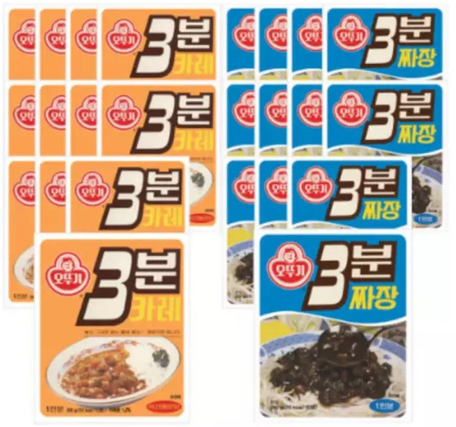 오뚜기 3분 레트로 카레 약간매운맛 12개 + 짜장 12개 BNA, 200g