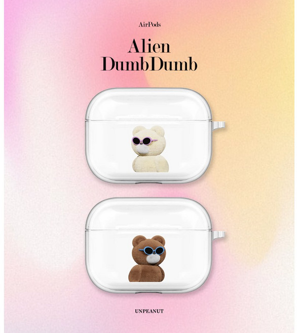 언피넛 커플 외계인덤덤 에어팟/버즈 투명 젤리케이스, E395 커플외계인브라운, 에어팟 프로3